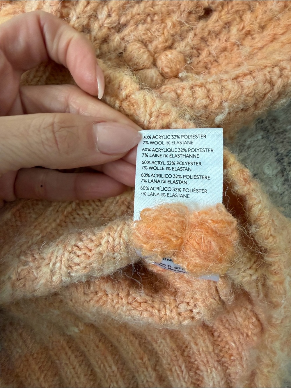 ANTHROPOLOGY HTF Peach Knit V-Neck Sweater with Floral Texture XXS - Picture 4 of 4